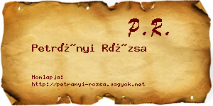 Petrányi Rózsa névjegykártya